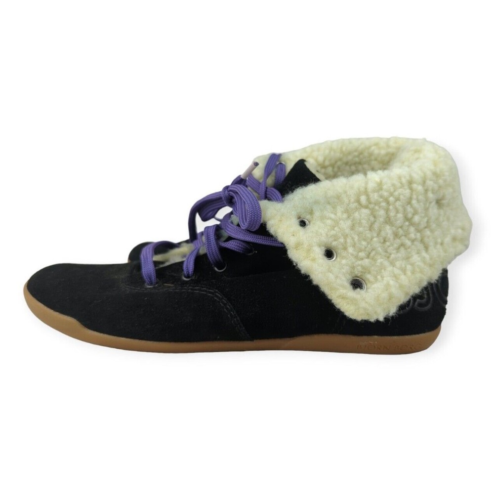 Bjorn Borg Suede Leather Shoes Shearling Fold Over Purple Laces US 5.5 UK 3.5 36